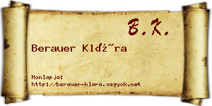 Berauer Klára névjegykártya